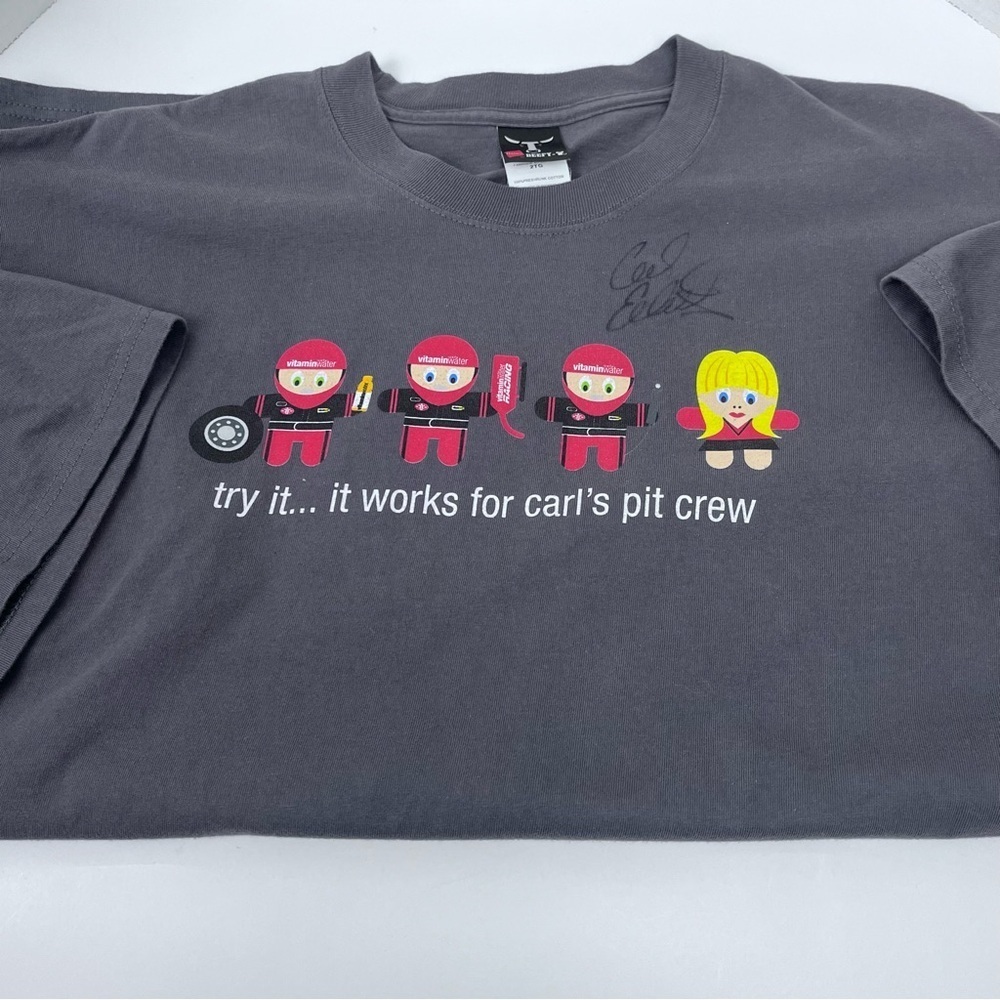 Carl Edwards Signed #99 Vitamin Water Racing Gray Pitcrew Shirt Size 2XL; NASCAR